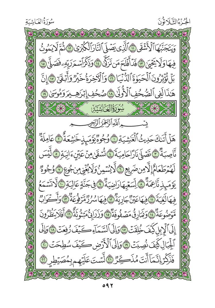 سورة الغاشية - صفحة 592